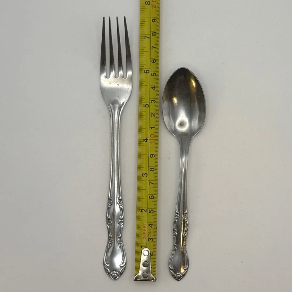 Vtg Utica Cameo Rose Stainless Flatware Floral Cottagecore Chic Fork Teaspoon